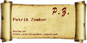 Petrik Zombor névjegykártya